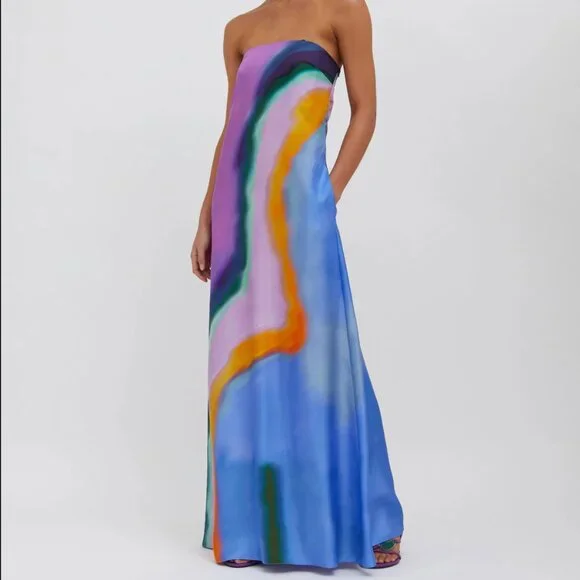 NWT Christopher Esber Aura Strapless Silk Maxi Dress - Picture 2 of 6